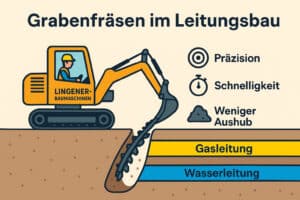 Fräsen von Lingener Baumaschinen für Gas- und Wasserleitungen